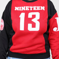 Delta Sigma Theta  Nineteen 13 "J13" Chenille and Embroidered Sweatshirt (Black and Red)
