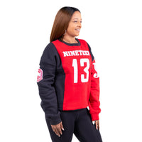 Delta Sigma Theta  Nineteen 13 "J13" Chenille and Embroidered Sweatshirt (Red/White)