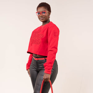 Delta Sigma Theta Red on Red Cropped Crewneck Sweater Winters Industries 