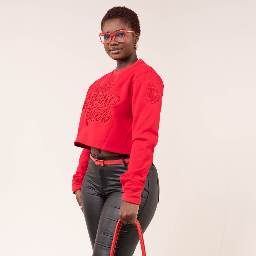 Delta Sigma Theta Red on Red Cropped Crewneck Sweater Winters Industries 