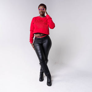 Delta Sigma Theta Red on Red Cropped Crewneck Sweater Winters Industries 
