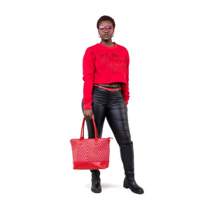 Delta Sigma Theta Red on Red Cropped Crewneck Sweater Winters Industries 