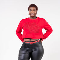 Delta Sigma Theta Red on Red Cropped Crewneck Sweater Winters Industries 