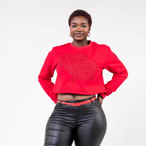 Delta Sigma Theta Red on Red Cropped Crewneck Sweater Winters Industries 
