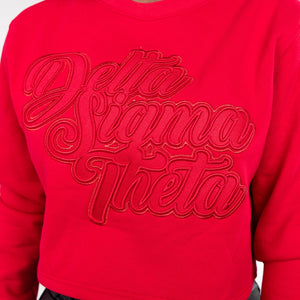 Delta Sigma Theta Red on Red Cropped Crewneck Sweater Winters Industries 
