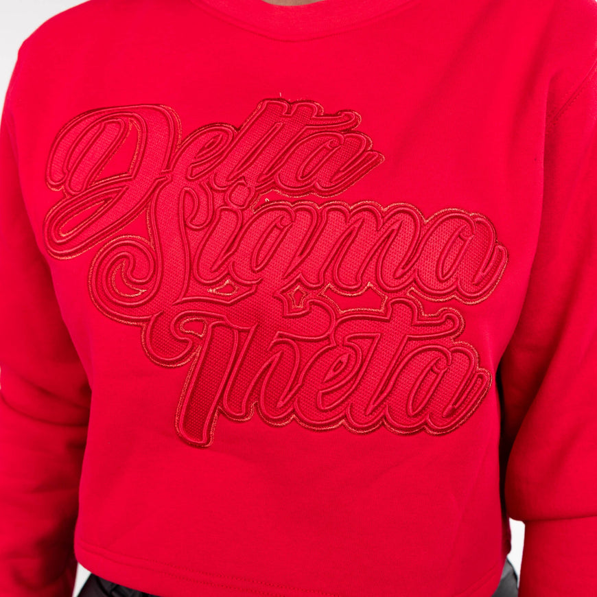Delta Sigma Theta Red on Red Cropped Crewneck Sweater Winters Industries 