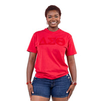 Delta Sigma Theta Red on Red Letters Brush Embroidery Tee Winters Industries 