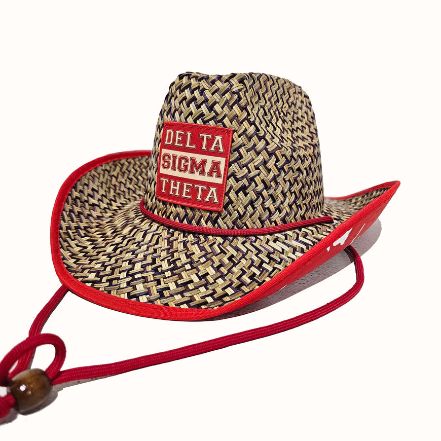Delta Sigma Theta Straw Cowboy Hat with Strap Winters Industries 