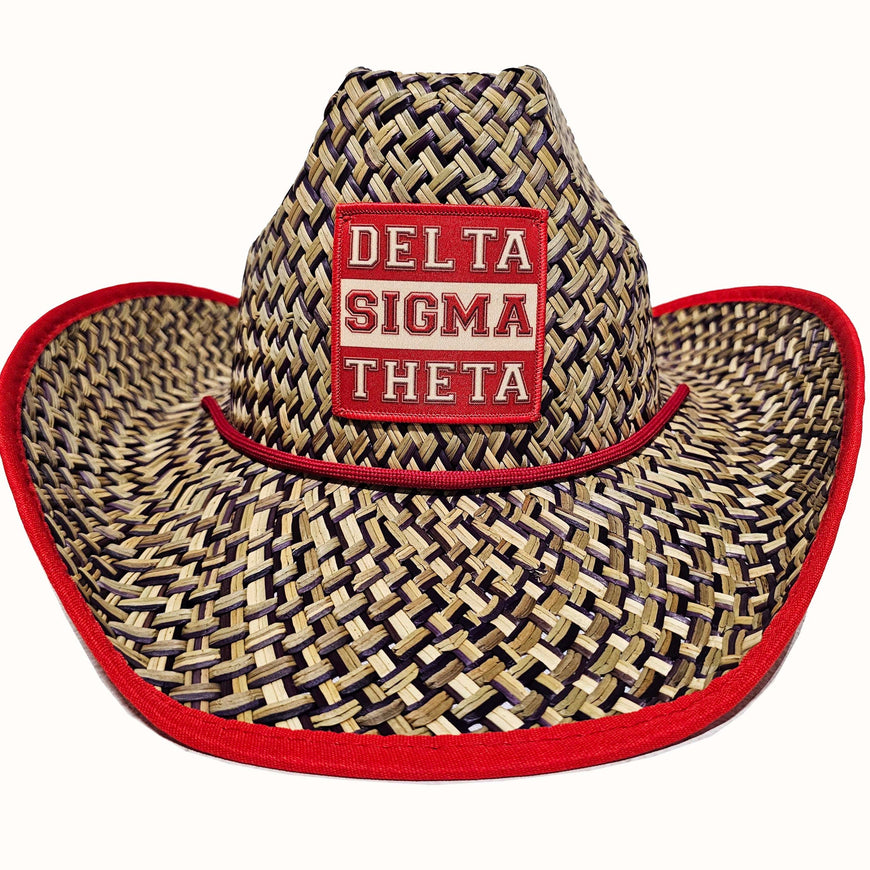 Delta Sigma Theta Straw Cowboy Hat with Strap Winters Industries 