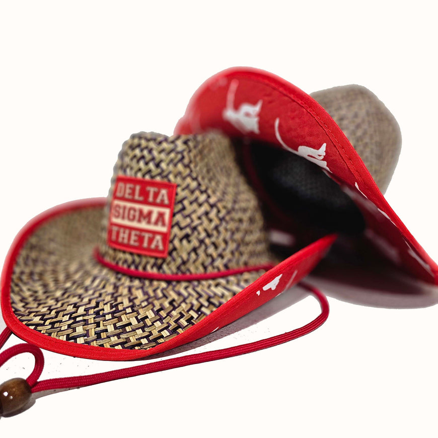 Delta Sigma Theta Straw Cowboy Hat with Strap Winters Industries 