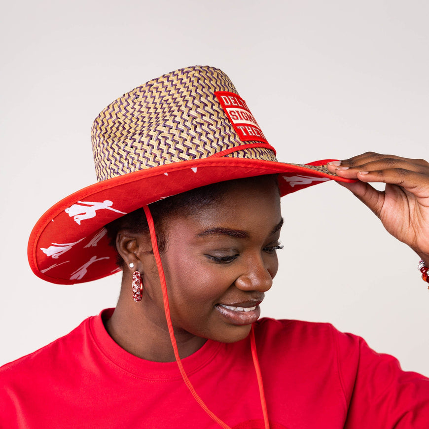 Delta Sigma Theta Straw Cowboy Hat with Strap Winters Industries 