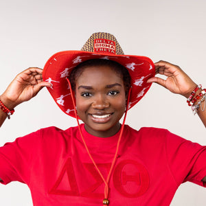 Delta Sigma Theta Straw Cowboy Hat with Strap Winters Industries 