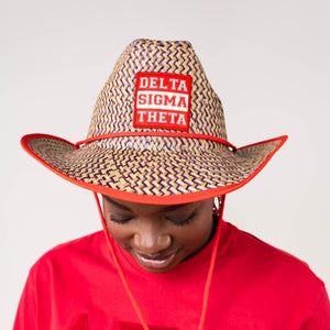 Delta Sigma Theta Straw Cowboy Hat with Strap Winters Industries 