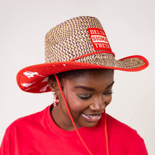 Delta Sigma Theta Straw Cowboy Hat with Strap