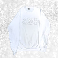 Delta Sigma Theta White Glitter Bling Letters White Sweatshirt