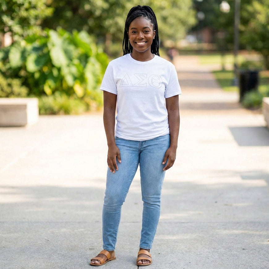 Delta Sigma Theta White Lace Letters White Tee/Sweatshirt WintersIndustries by Fully Promoted Mesquite 