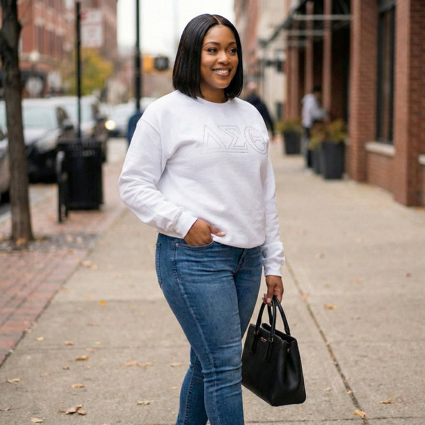 Delta Sigma Theta White Lace Letters White Tee/Sweatshirt WintersIndustries by Fully Promoted Mesquite Small Sweatshirt 
