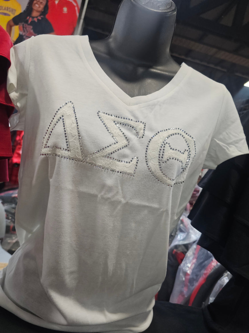 Delta Sigma Theta White Letters White Tee WintersIndustries by Fully Promoted Mesquite 