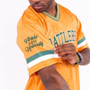 Florida A&M University HBCU Orange Embroidered Baseball Jersey