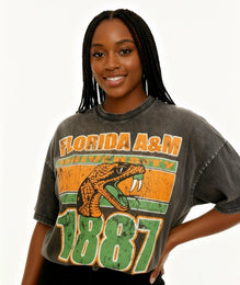 Florida A&M University Oversized Acid Wash Box Tee