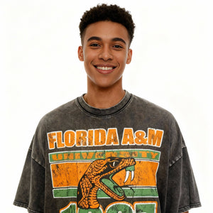 Florida A&M University Oversized Acid Wash Box Tee Winters Industries 