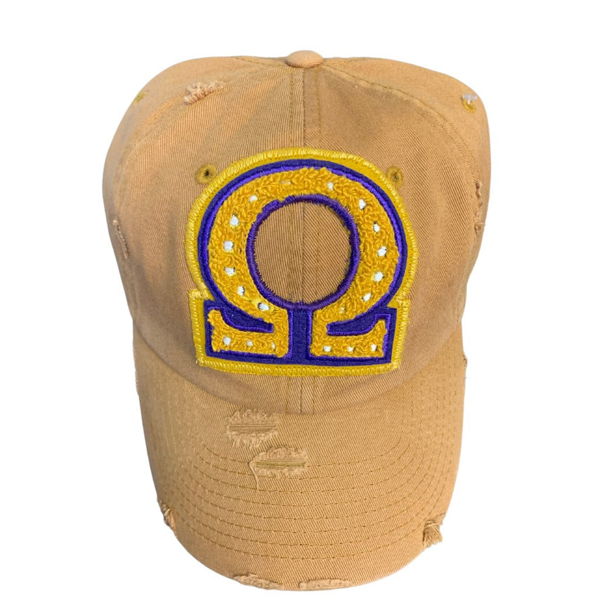 Gold Omega Psi Phi Chenille Cap Winters Industries by Fully Promoted Mesquite OMEGA 