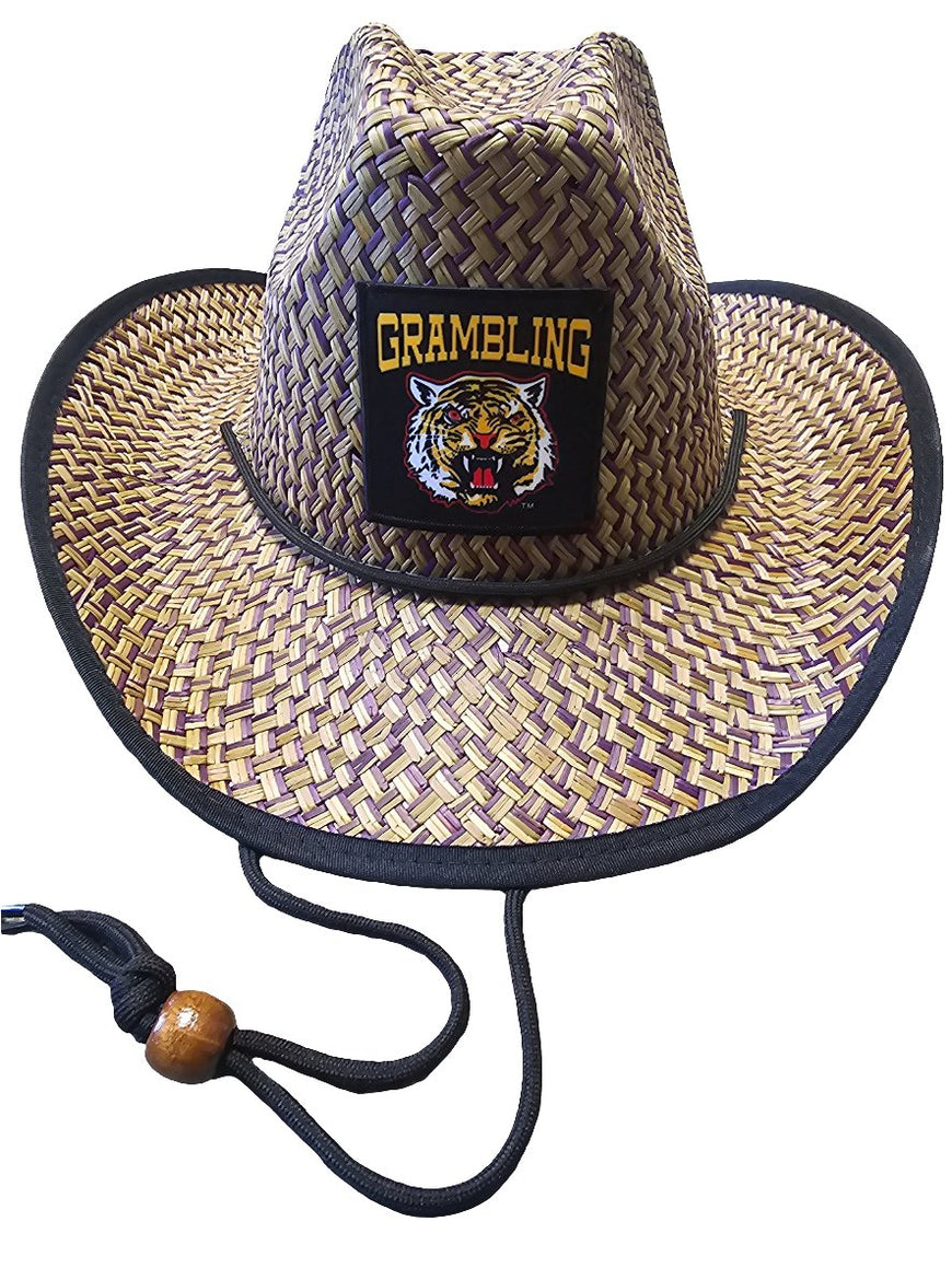 Grambling State University (GSU) Straw Cowboy Hat with Strap Winters Industries 