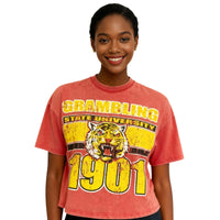 Grambling State University Oversized Acid Wash Box Tee Red Winters Industries 