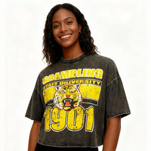 Grambling State University Oversized Acid Wash Box Tee Winters Industries 