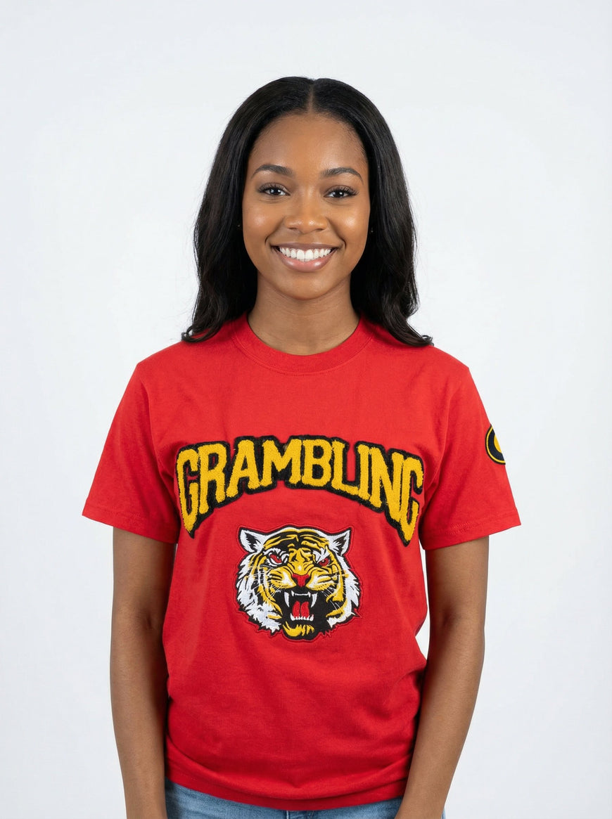 Grambling Tigers HBCU Embroidered and Distressed Twill Tee Red Winters Industries 