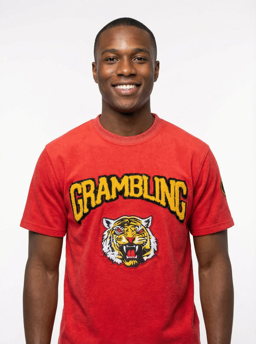 Grambling Tigers HBCU Embroidered and Distressed Twill Tee Red Winters Industries 