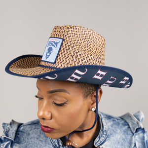 Howard University (HU) Straw Cowboy Hat with Strap Winters Industries 