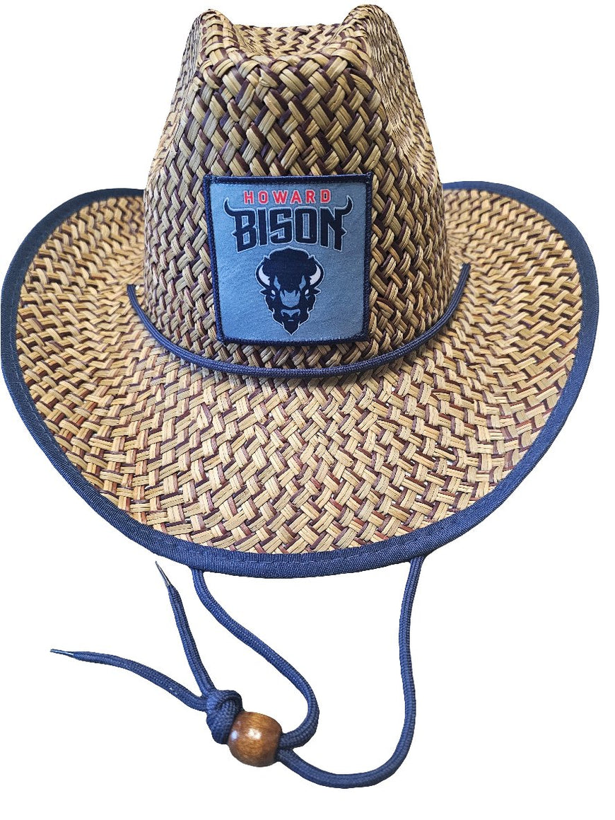 Howard University (HU) Straw Cowboy Hat with Strap Winters Industries 