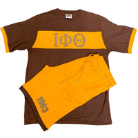 Iota Phi Theta Brown and Gold Color Block Short Set