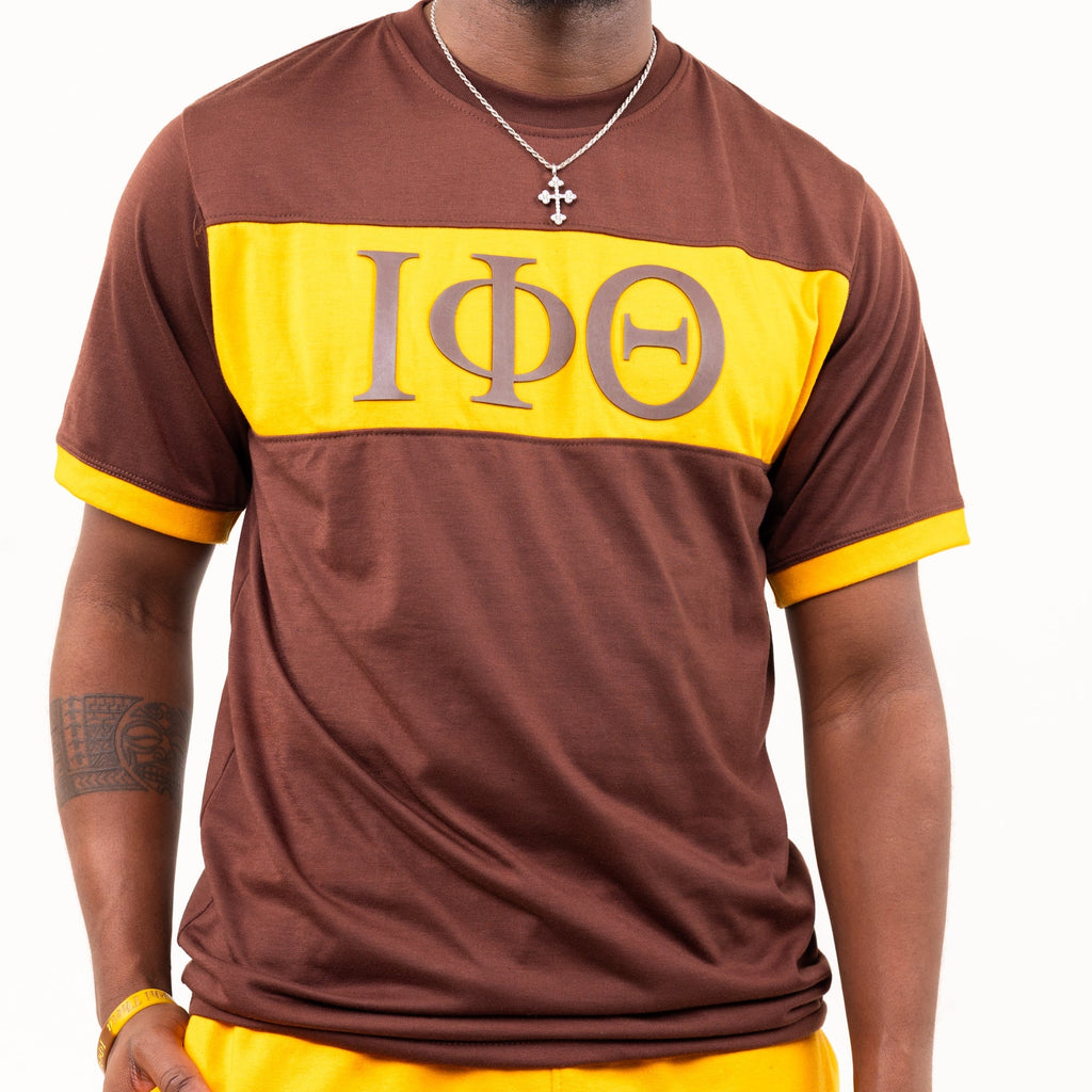 Iota Phi Theta Brown and Gold Color Block Short Set