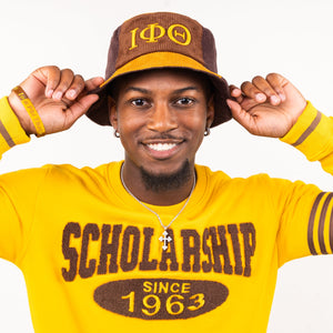 Iota Phi Theta Corduroy Bucket Hat with 3D Embroidered Letters Winters Industries 