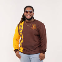 Iota Phi Theta Striped Sweater with Shield Winters Industries by Fully Promoted Mesquite 