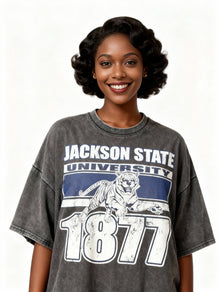 Jackson State University Oversized Acid Wash Box Tee