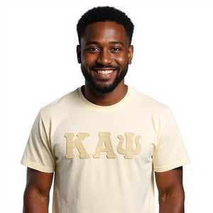Kappa Alpha Psi Cream on Cream Letters Brush Embroidery Tee Winters Industries 
