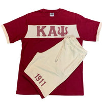 Kappa Alpha Psi Crimson and Cream Color Block Short Set
