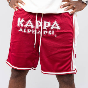 Kappa Alpha Psi Embroidered Crimson Shorts with Cream Stripes Shorts Winters Industries 
