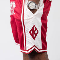 Kappa Alpha Psi Embroidered Crimson Shorts with Cream Stripes Shorts Winters Industries 