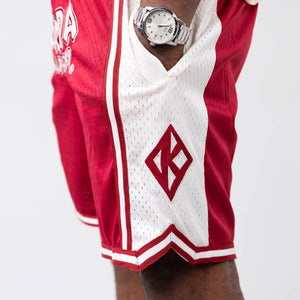 Kappa Alpha Psi Embroidered Crimson Shorts with Cream Stripes Shorts Winters Industries 