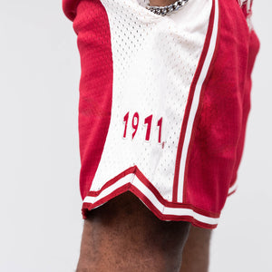 Kappa Alpha Psi Embroidered Crimson Shorts with Cream Stripes Shorts Winters Industries 