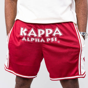 Kappa Alpha Psi Embroidered Crimson Shorts with Cream Stripes Shorts Winters Industries 