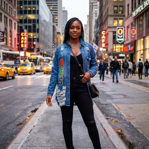 OES Letters Distressed Denim Jacket Winters Industries 