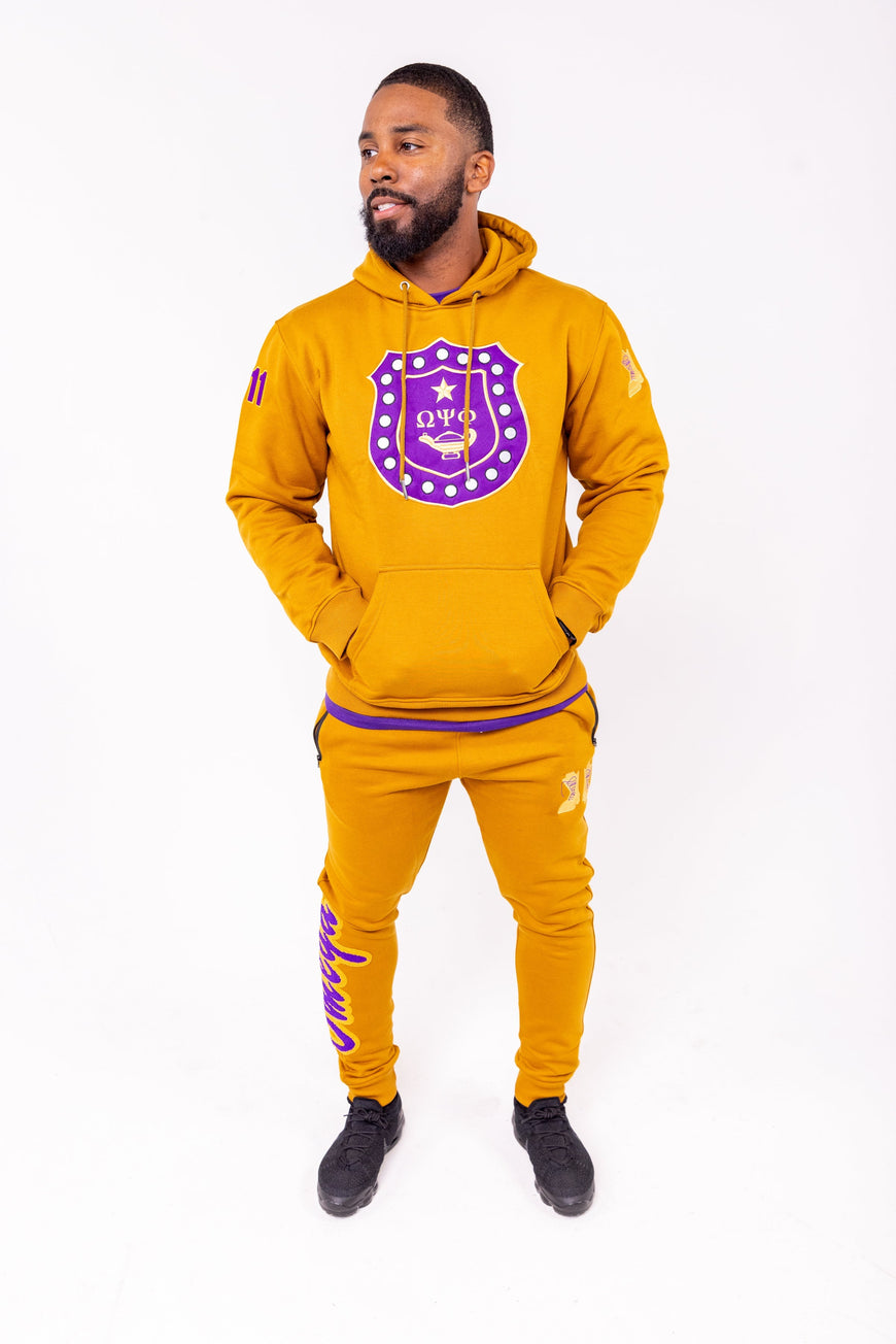 Omega Psi Phi Embroidered / Chenille Tracksuit Gold