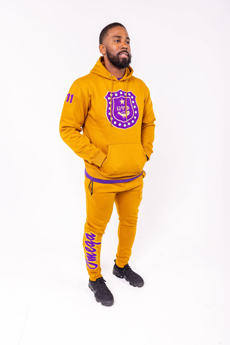 Omega Psi Phi Embroidered / Chenille Tracksuit Gold