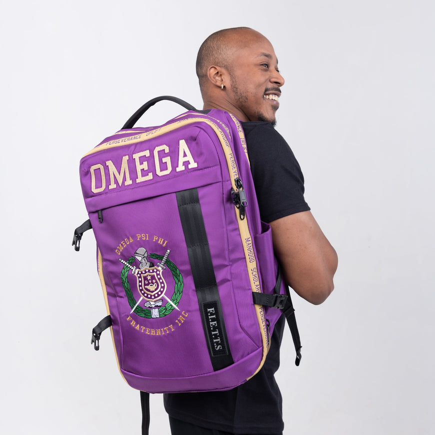 Omega Psi Phi Embroidered Purple and Gold Backpack Winters Industries 