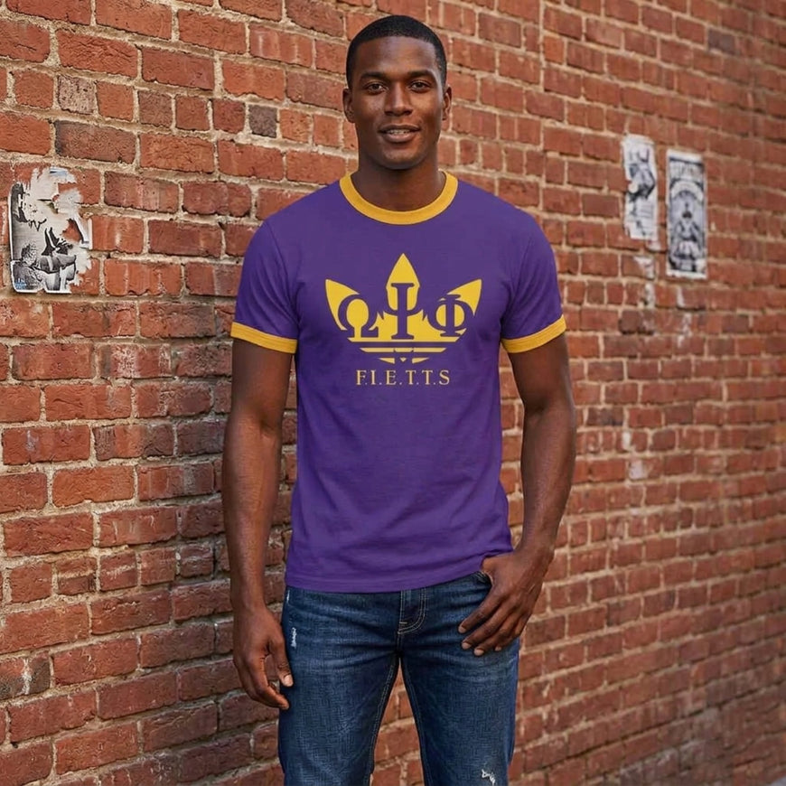 Omega Psi Phi FIETTS Purple and Gold Shirt Winters Industries by Fully Promoted Mesquite S Ringer Tee 